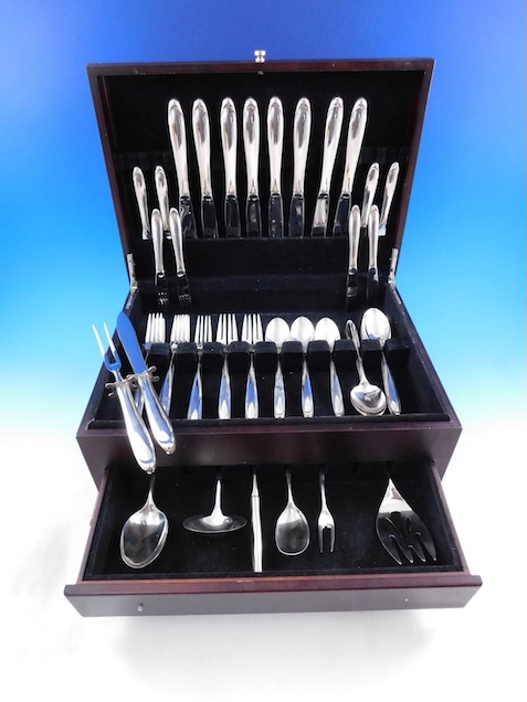 Raindrop by Lunt Sterling Silver Flatware Set for 8 Service 56 pieces